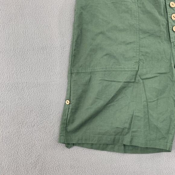 Lintico Shorts Womens XXL Green Linen Button Fly Utility Pockets High Rise - Picture 4 of 15